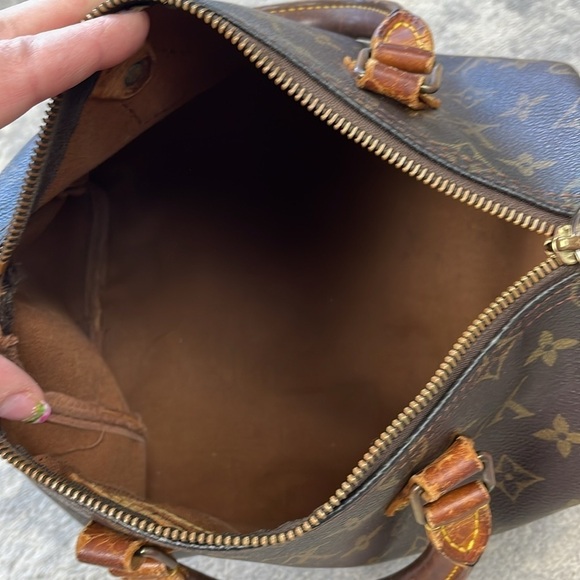 Louis Vuitton Monogram Speedy 25 Hand Bag Classic Designer Brown Tan - Picture 13 of 17